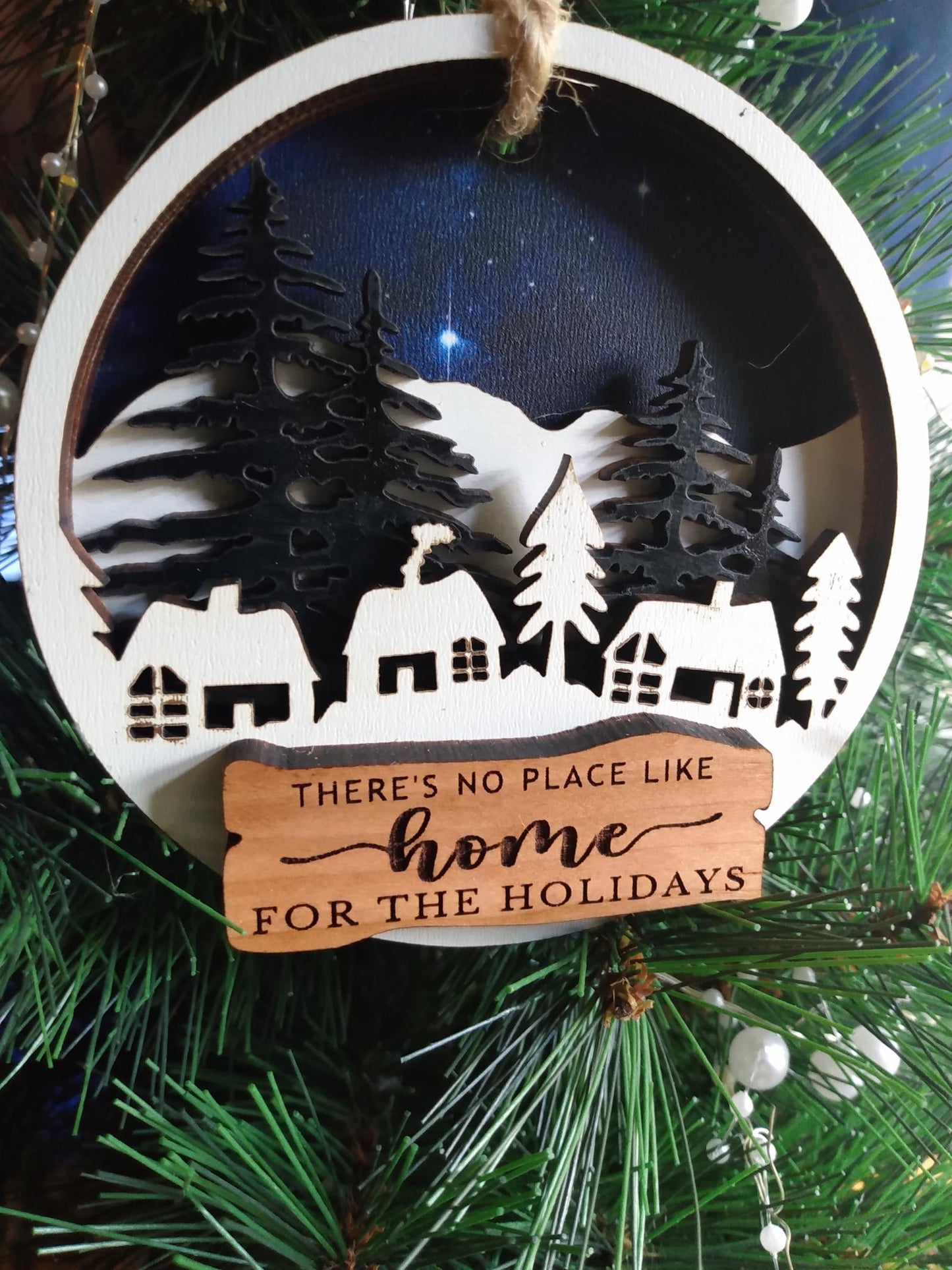 There's no Place like Home for the Holidays with mountains ornament