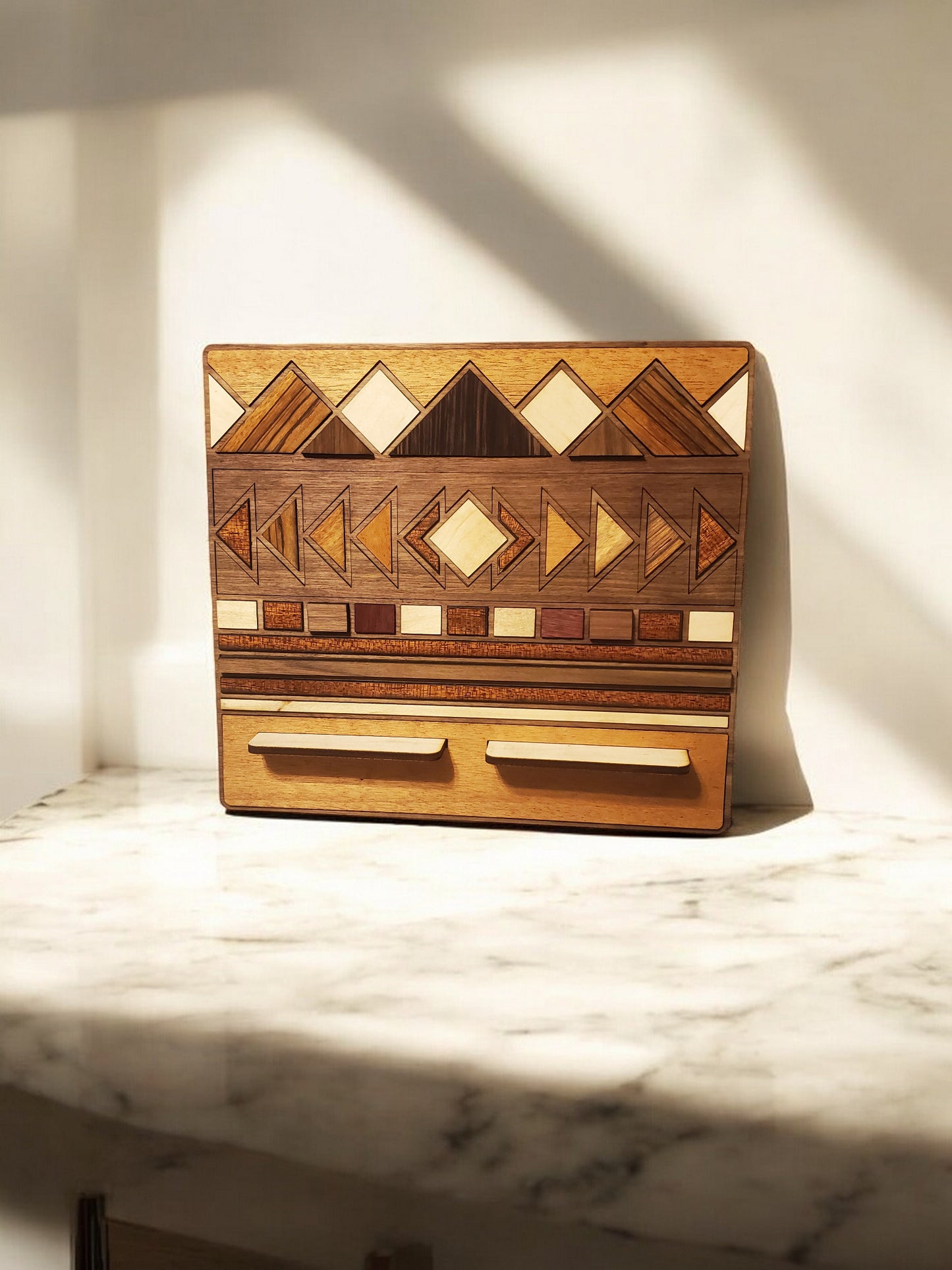 Elegant Wooden Marquetry Tablet Holder – Stylish and Functional