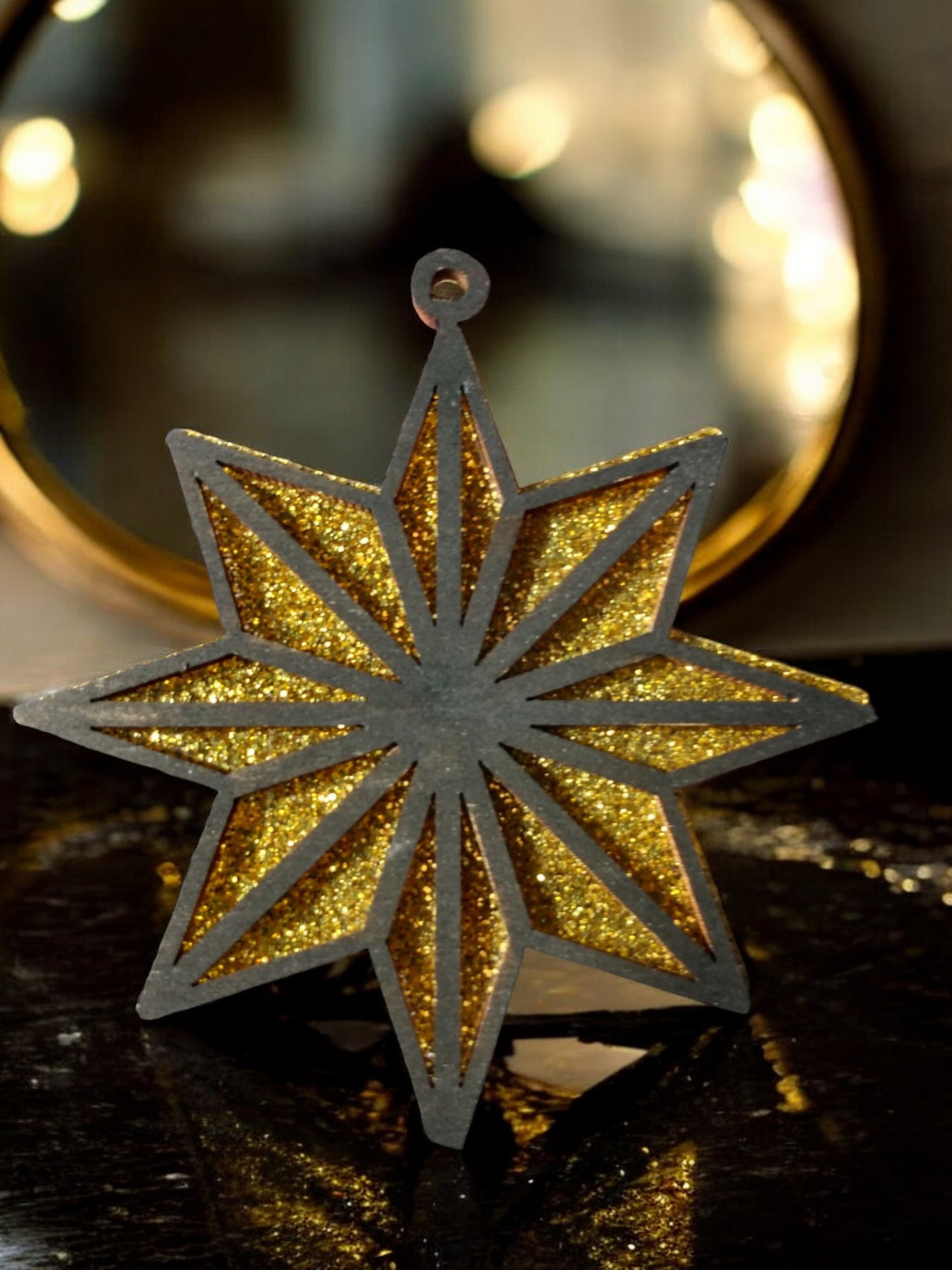 Beautiful Wooden Star Ornament with Acrylic Backer