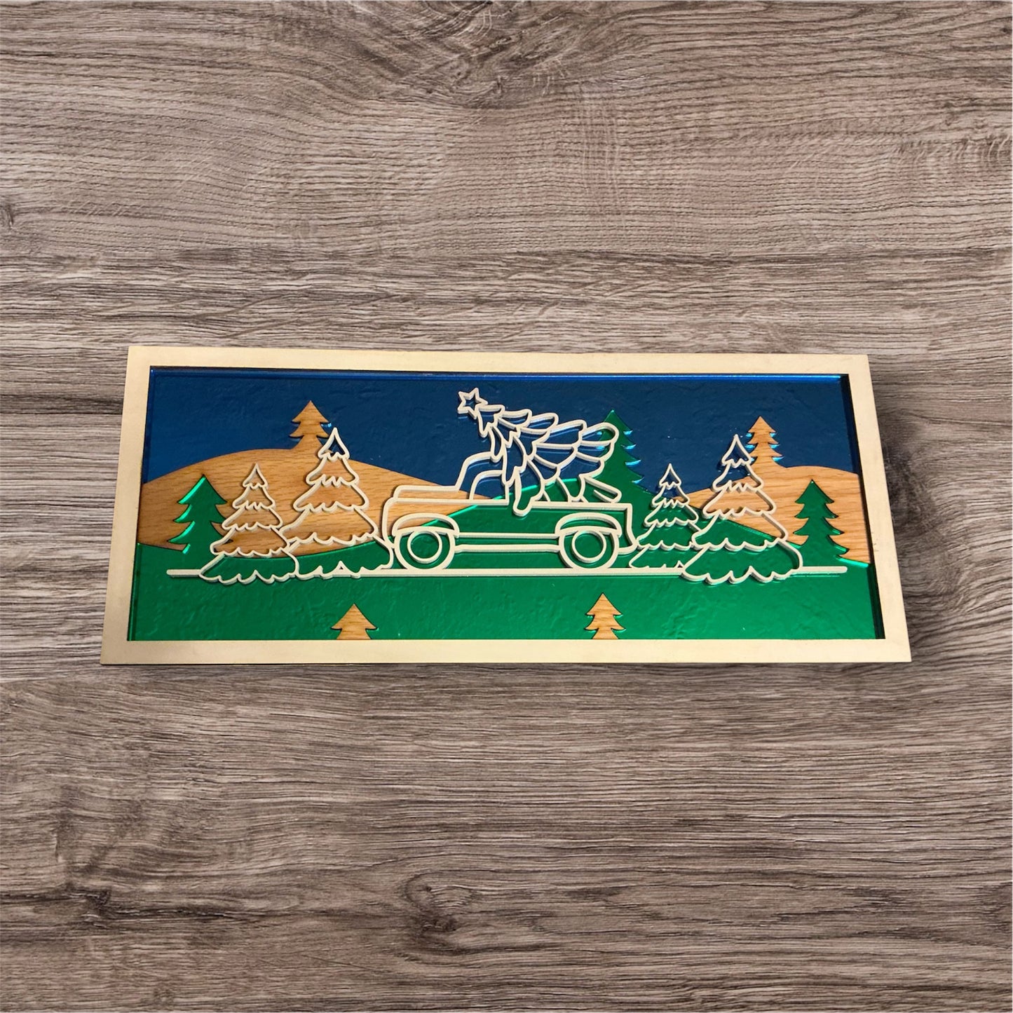Christmas truck line art