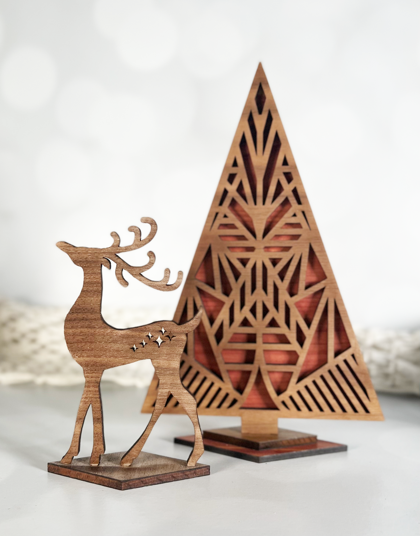 2 Deer and  3 Trees Shelf sitters
