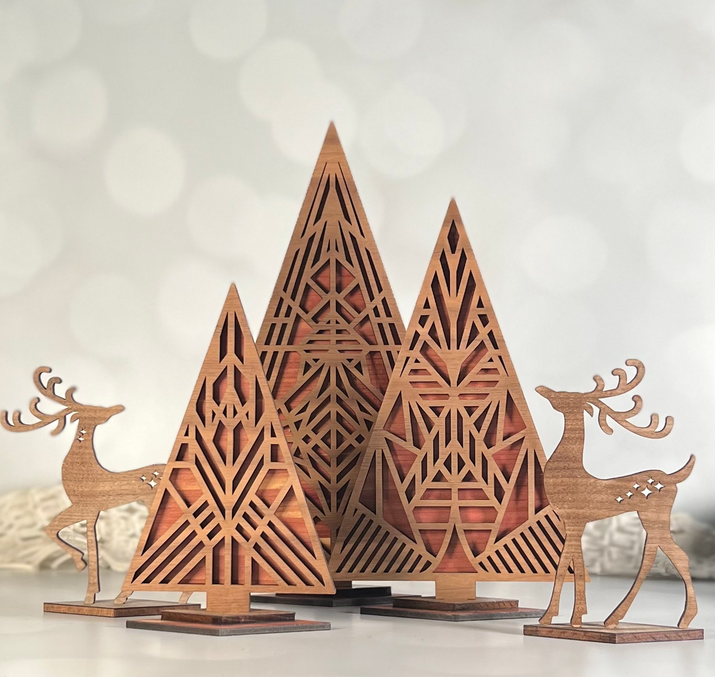 2 Deer and  3 Trees Shelf sitters