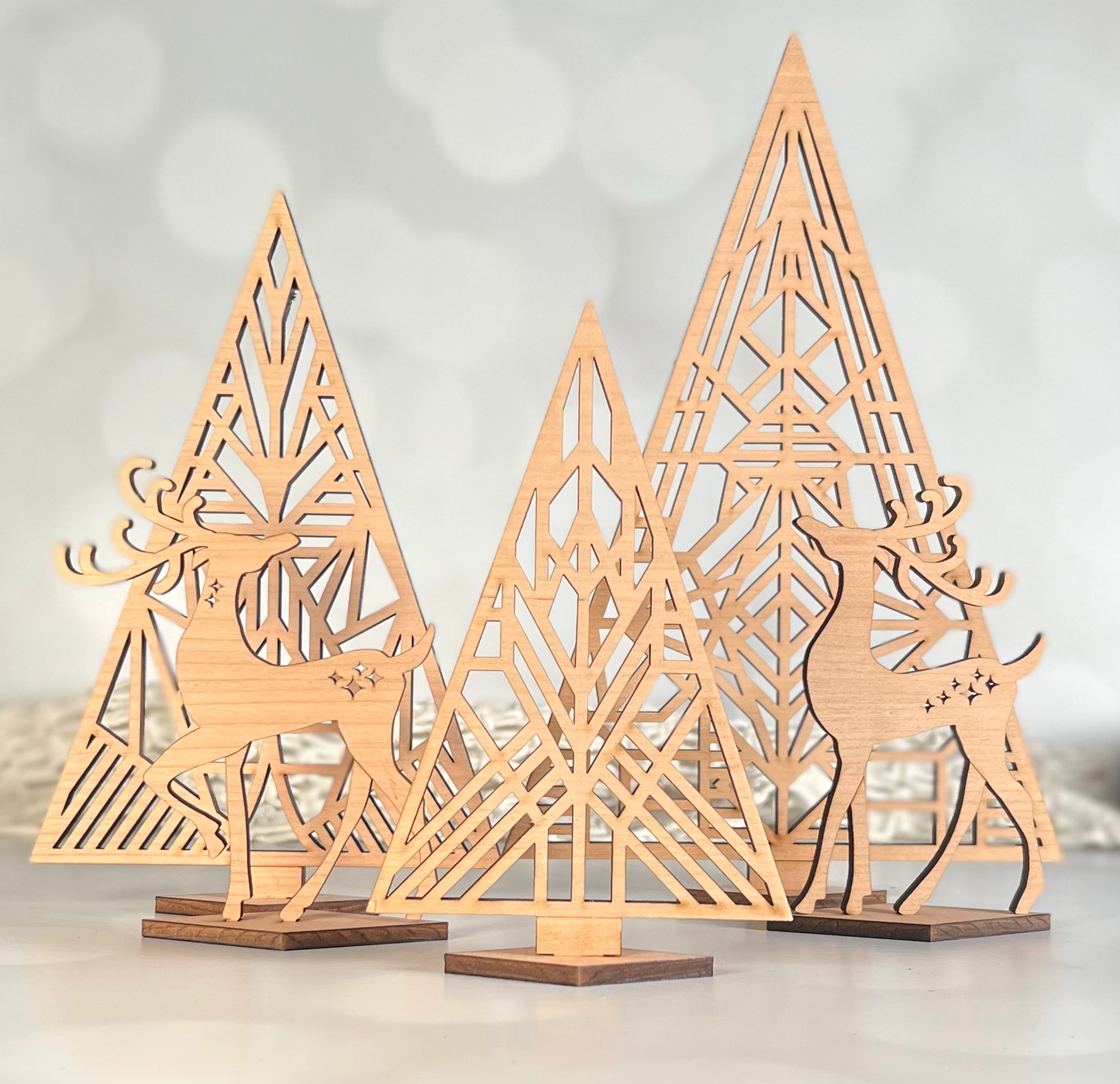 2 Deer and  3 Trees Shelf sitters