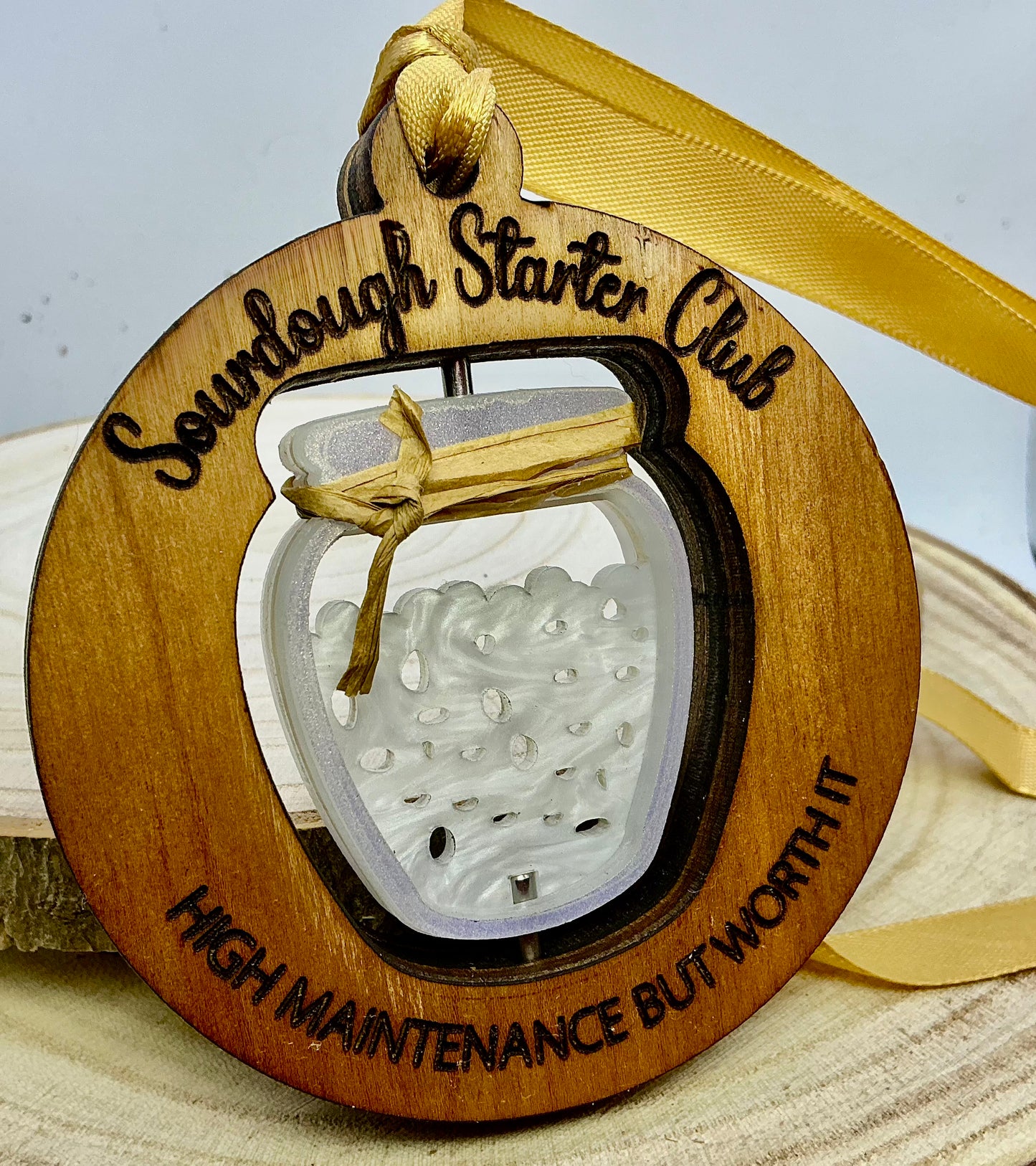 Wooden Sourdough fun twirly ornament