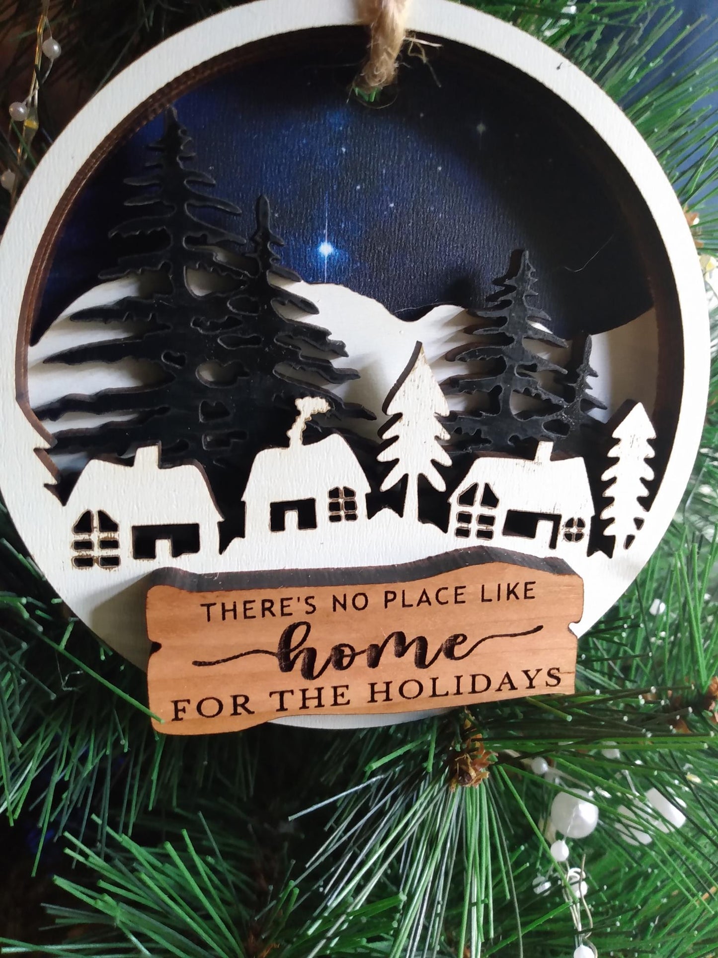 There's  no Place like Home for the Holidays with mountains ornament