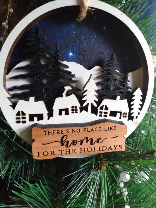 There's  no Place like Home for the Holidays with mountains ornament
