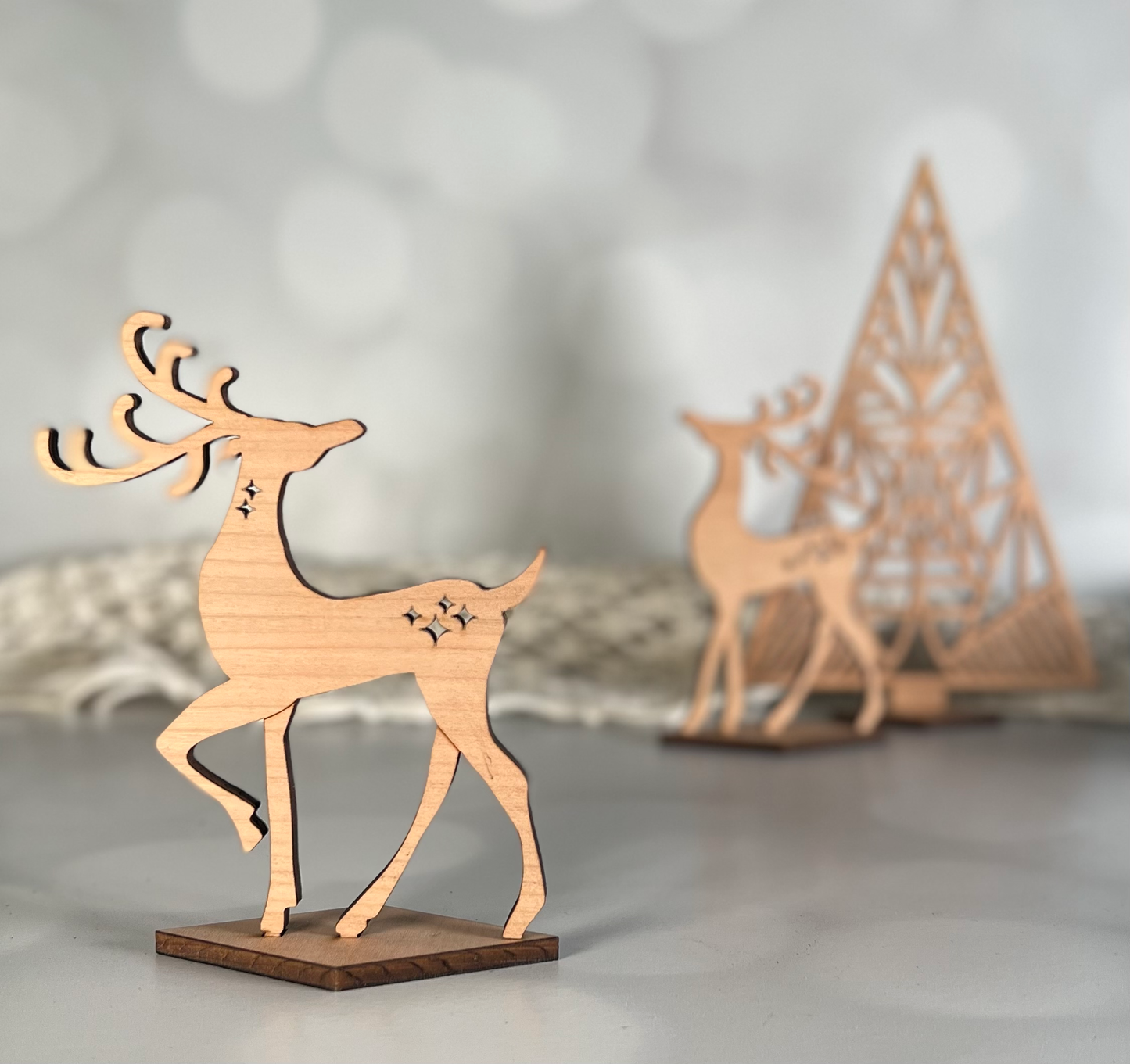 2 Deer and  3 Trees Shelf sitters